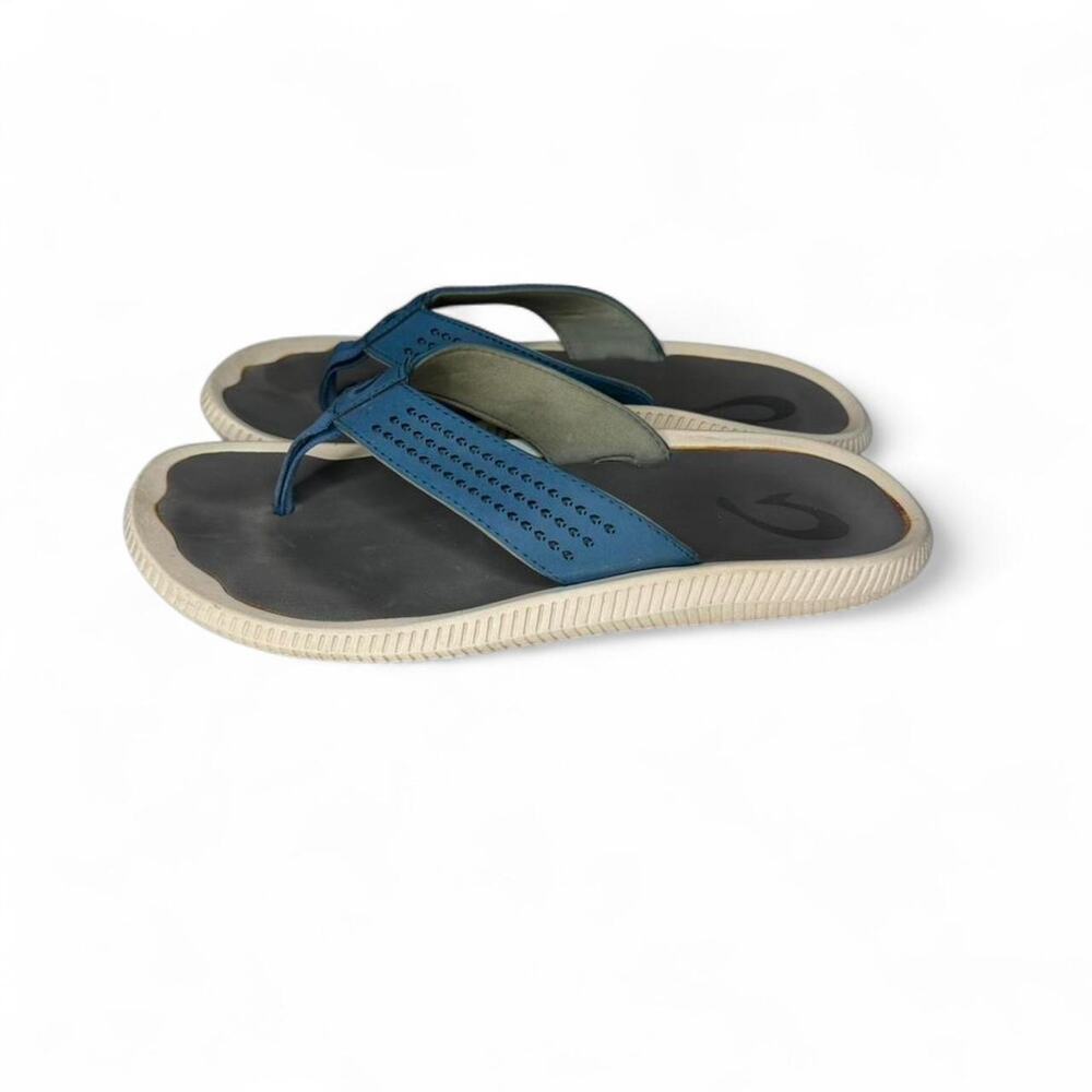 Olukai Ulele Flip‎ Flop Sandals Blue Comfort Beach Casual Women’s 10 Men’s 8
